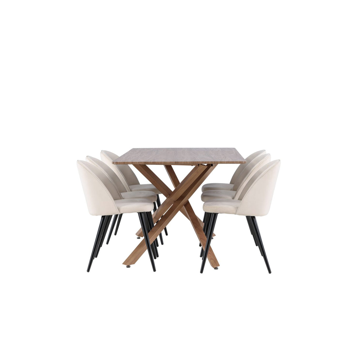 Piazza, Velvet Rektangulär matgrupp Beige,Svart, Mocka, 180 x 90