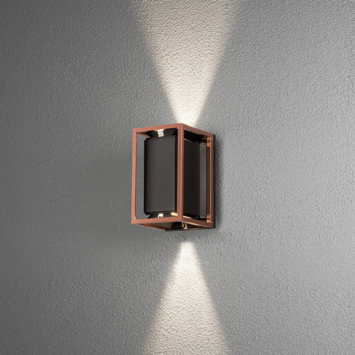 Vale 2xGU10 Svart/Koppar Vägglampa Ute
