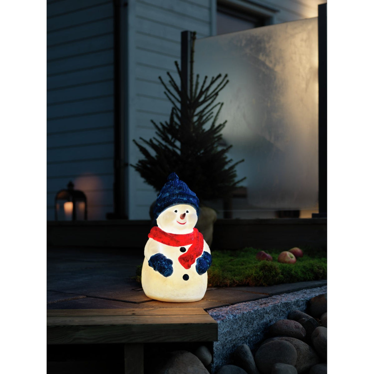 Snögubbe LED Plast Ljusdekoration Ute Varmvit