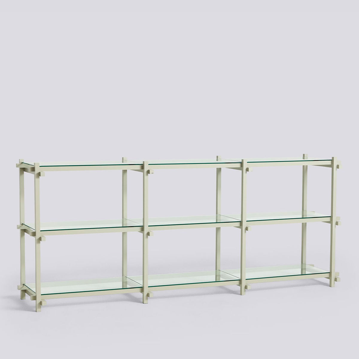 Woody låg Hylla Smokey grey – bok, Klart glas
