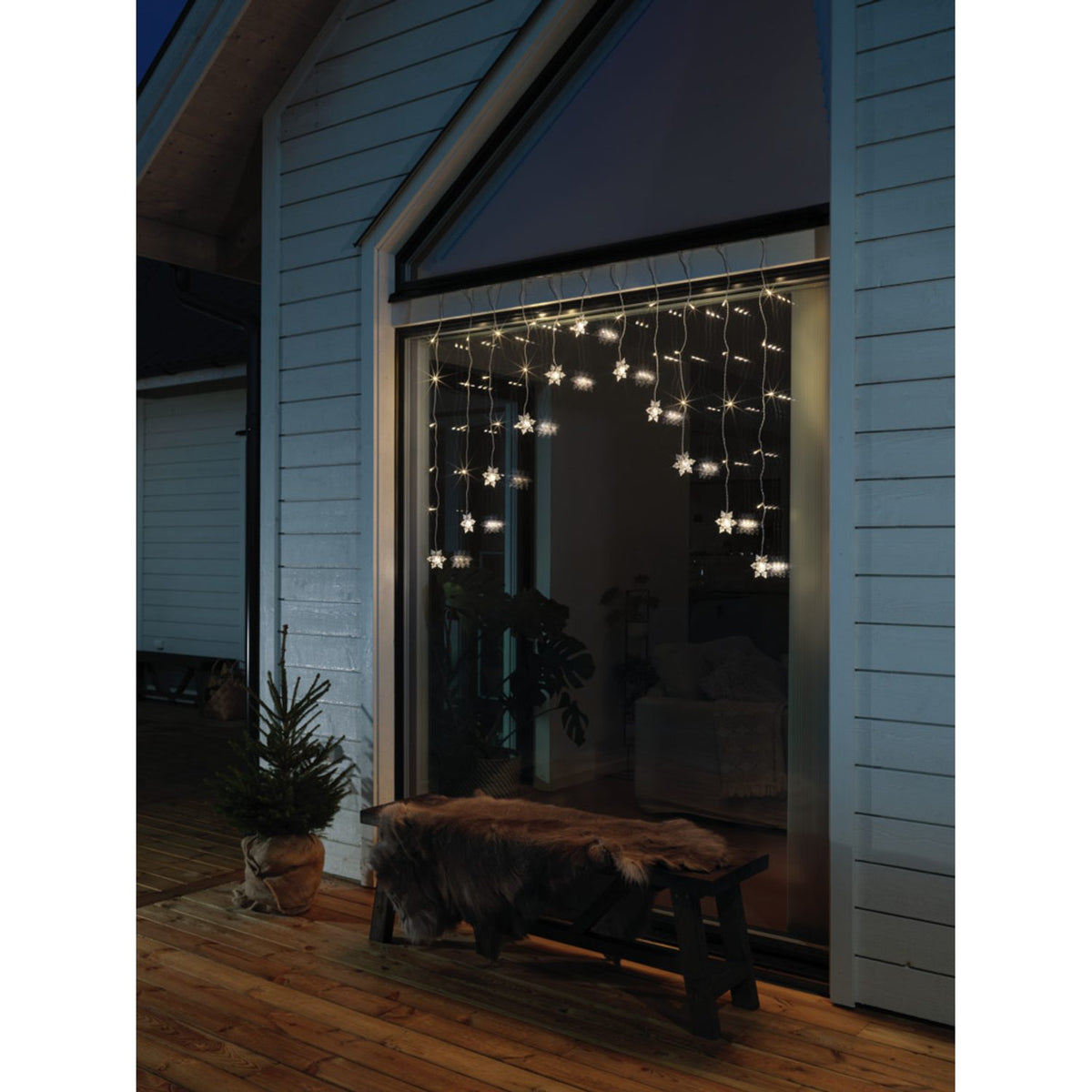 Gardin 11 snöflingor 41 varmvita LED Ljusslinga Ute
