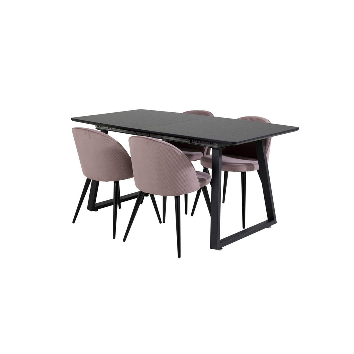 Inca, Velvet Rektangulär matgrupp Svart,Dammrosa, Svart, 160 x 85