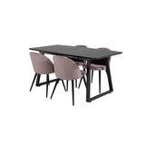 Inca, Velvet Rektangulär matgrupp Svart,Dammrosa, Svart, 160 x 85