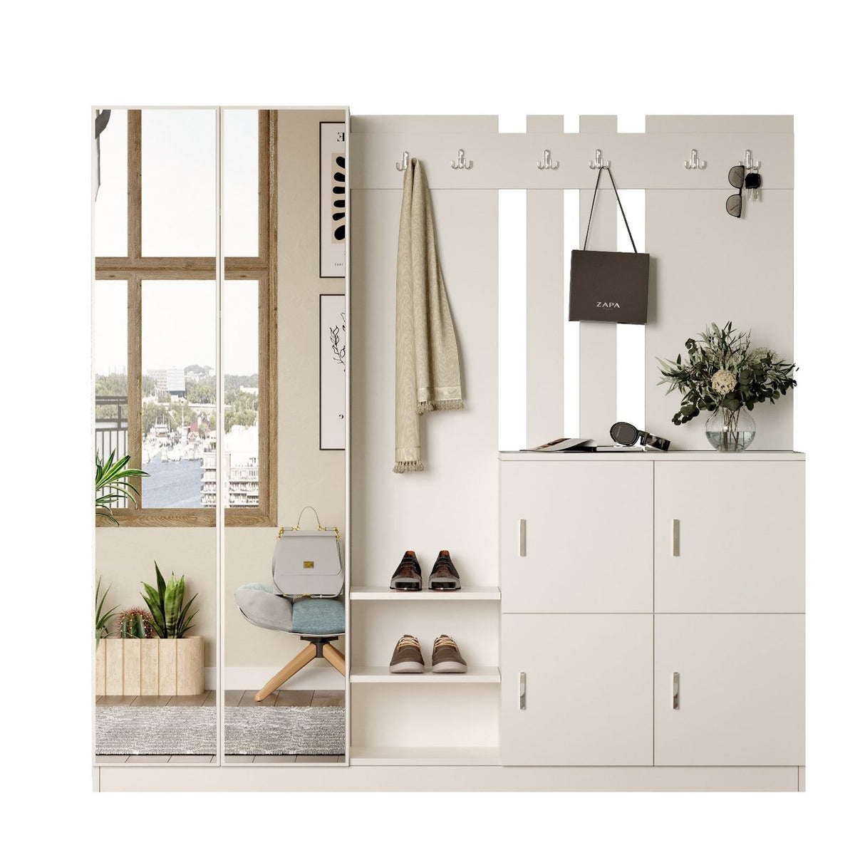 Zelino (187,2 x 180 x 37,5 cm) Hallstativ Vit