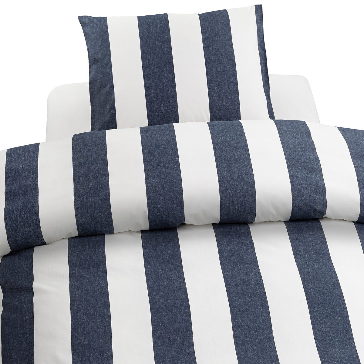 2-Dels Set Block stripe Påslakanset Enkelsäng Marinblå