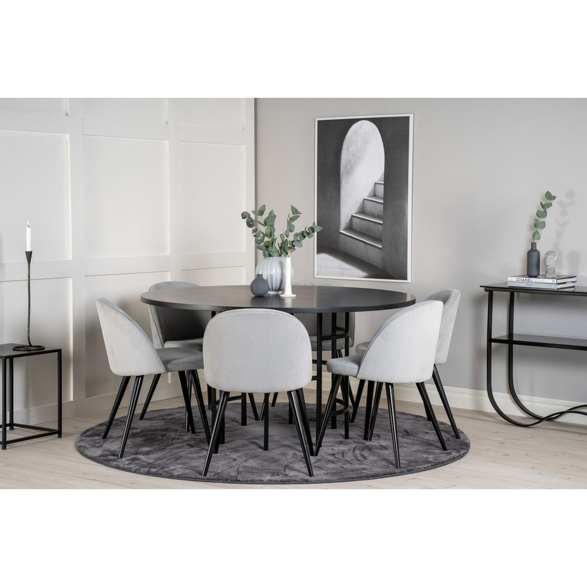 Copenhagen, Velvet Rund matgrupp Svart,Ljusgrå, Svart, ⌀140