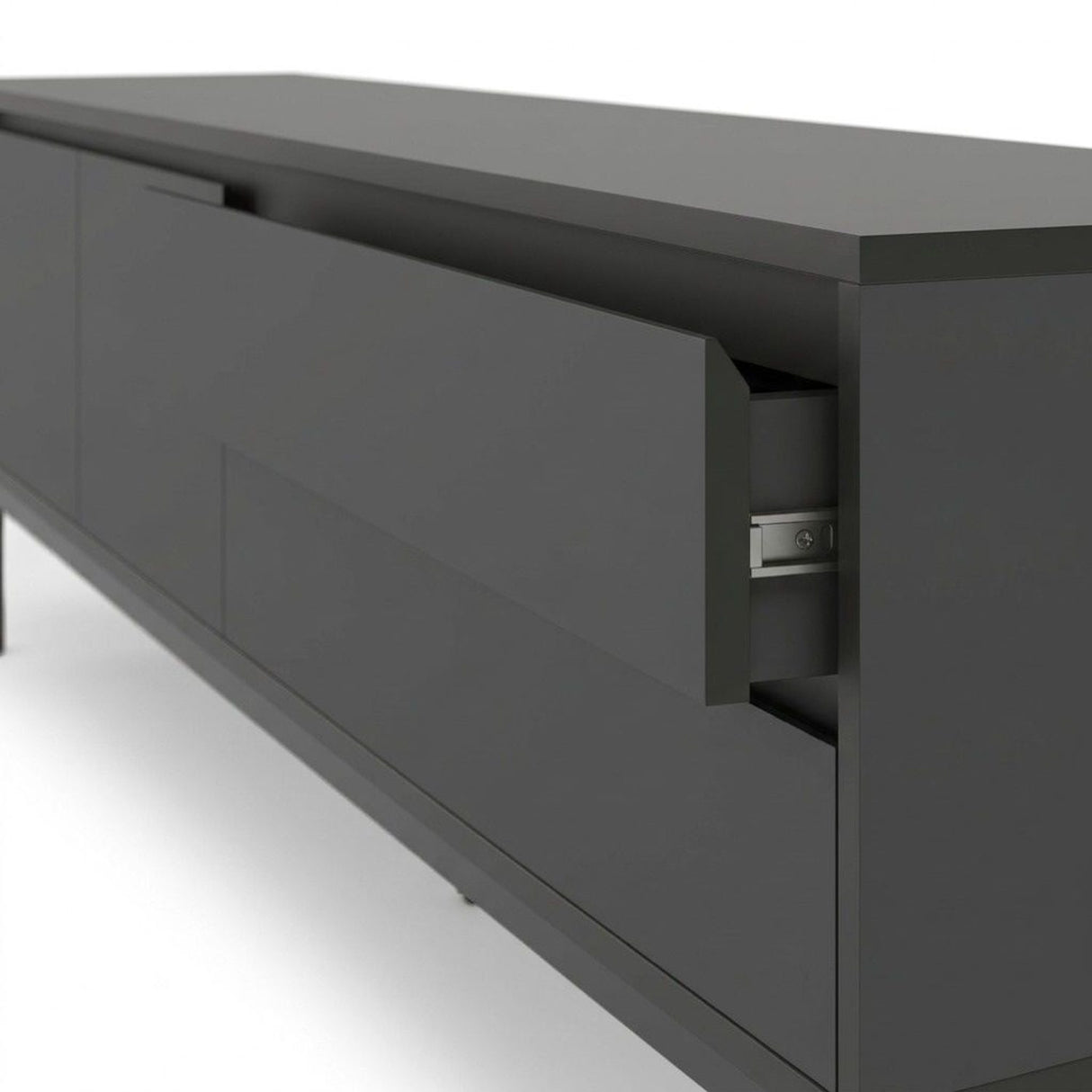Lorenza (180 x 55 x 40 cm) TV-bänk Antracit trä svart svart