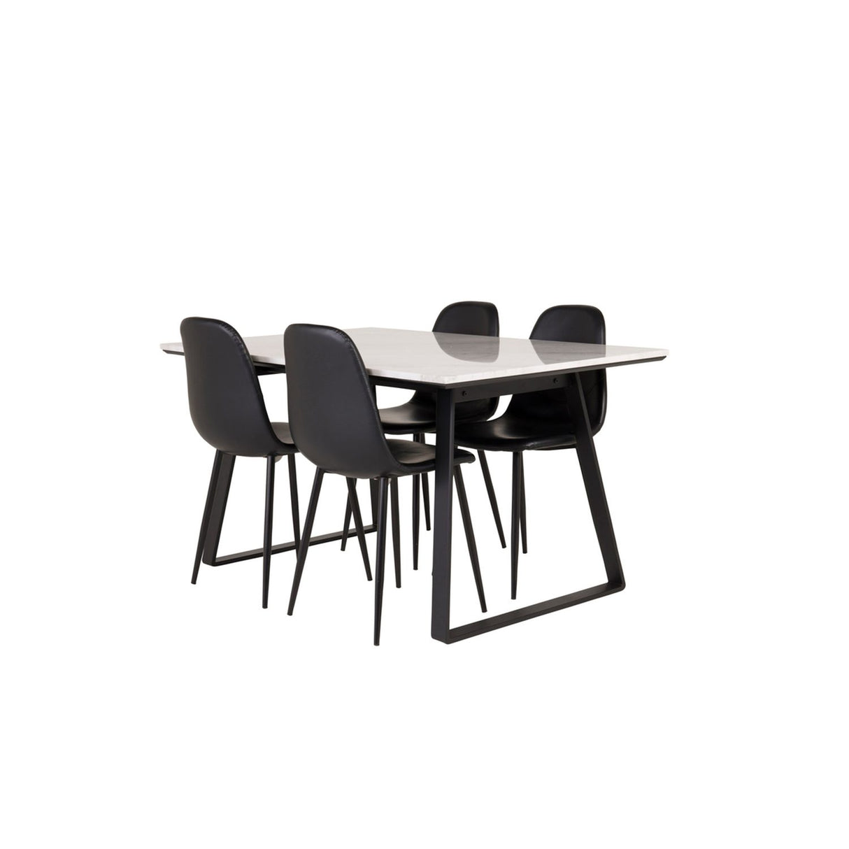 Estelle, Polar Rektangulär matgrupp Svart, Svart,Vit, 140 x 90