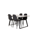 Estelle, Polar Rektangulär matgrupp Svart, Svart,Vit, 140 x 90