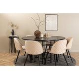 Copenhagen, Velvet Rund matgrupp Beige,Svart, Svart, ⌀140
