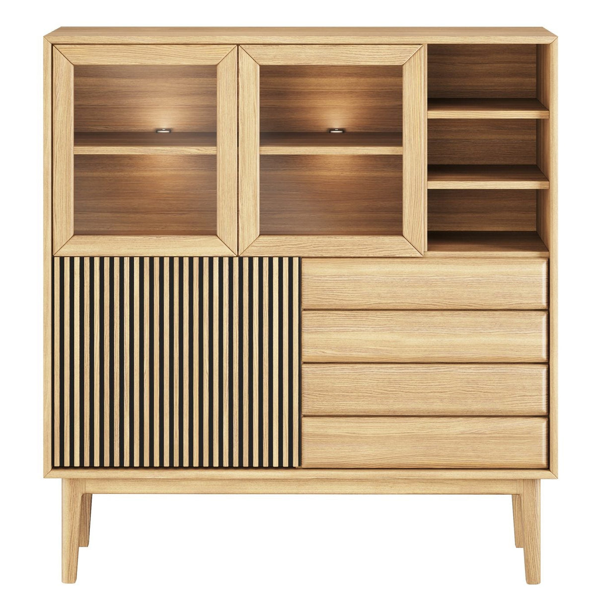 Broholm Högskåp Lameller 124x133 cm Oljad Ek