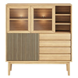 Broholm Högskåp Lameller 124x133 cm Oljad Ek