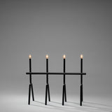 4 Ljus LED Svart Metall med Dimmer Elljusstake Liten