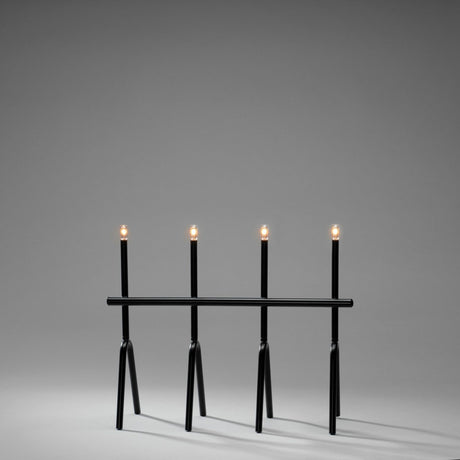 4 Ljus LED Svart Metall med Dimmer Elljusstake Liten