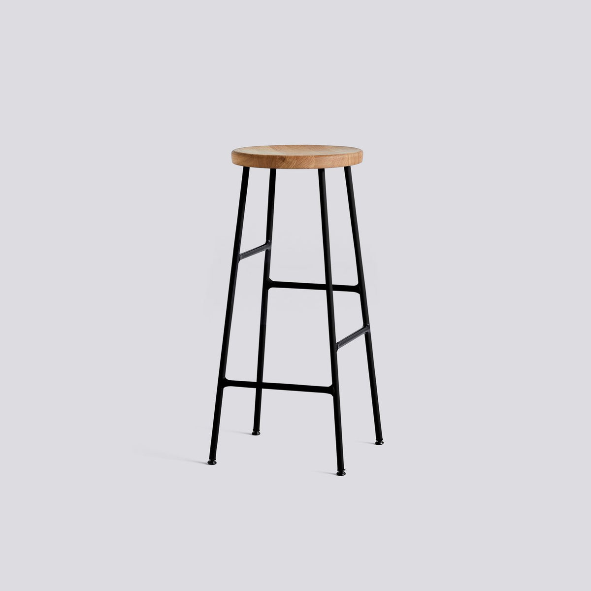 Cornet 75 cm Barpall oljad massiv ek, Soft black – pulverlackerat stål