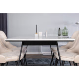 Estelle, Velvet Deluxe Rektangulär matgrupp Beige,svart, Svart,Vitt, 140 x 90