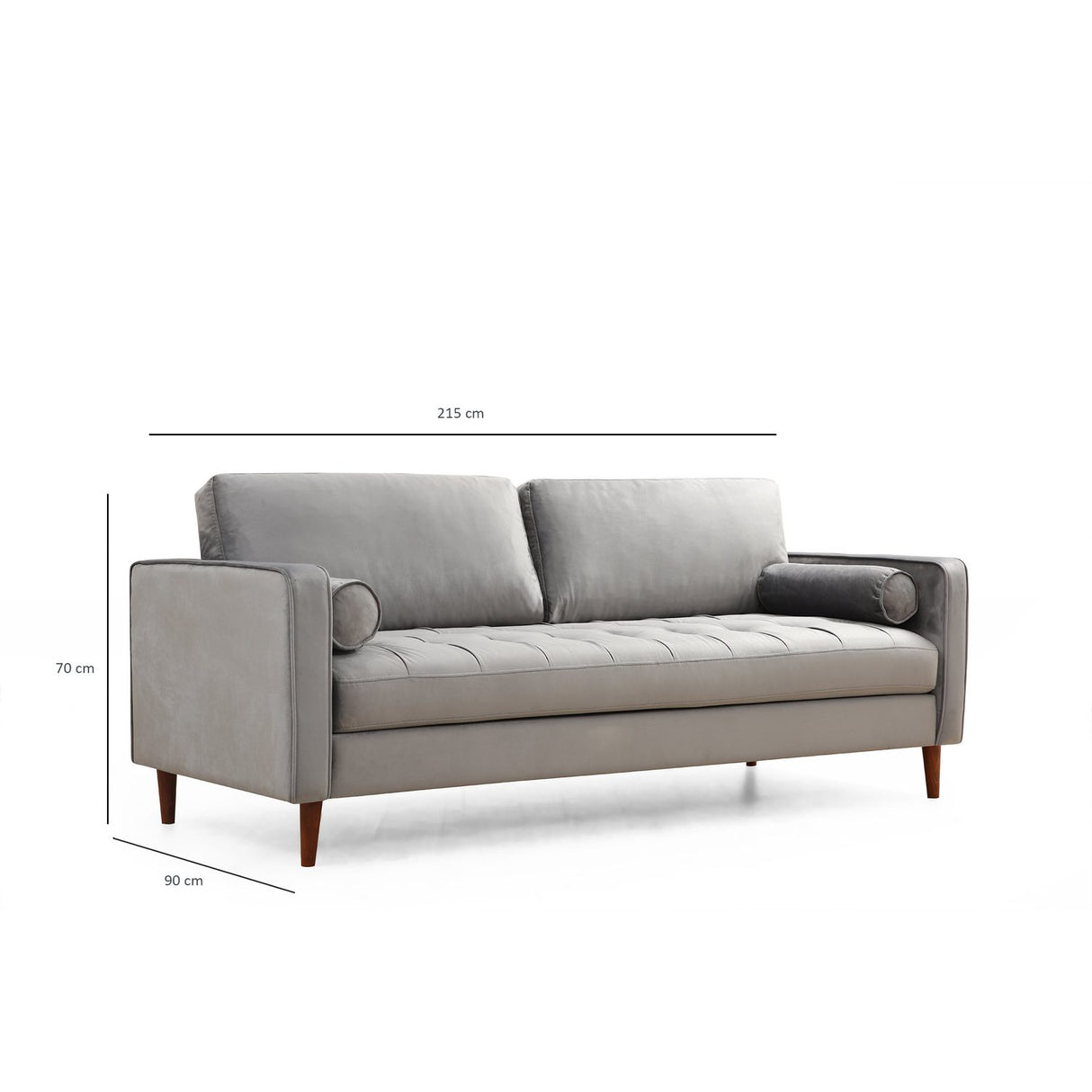 Rom (215 x 90 x 70 cm) 3-sitssoffa Ljusgrå