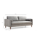 Rom (215 x 90 x 70 cm) 3-sitssoffa Ljusgrå