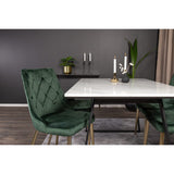 Estelle, Velvet Deluxe Rektangulär matgrupp Guld,Grön, Svart,Vitt, 140 x 90