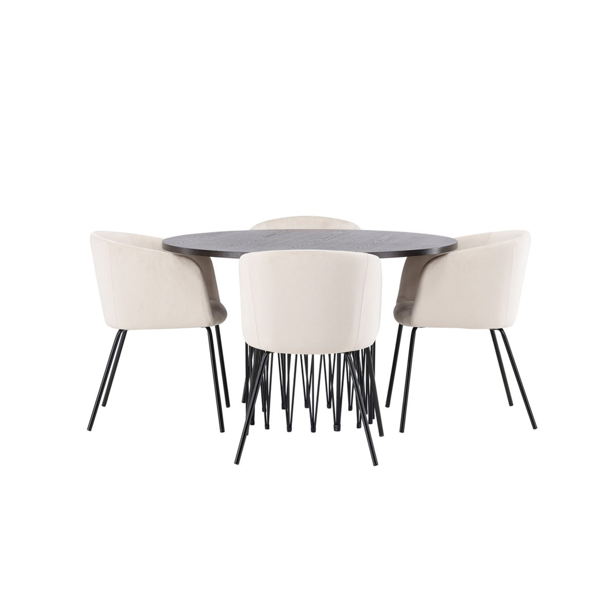 Stone, Berit Rund matgrupp Beige, Svart, Svart, Mocka, ⌀120
