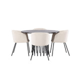 Stone, Berit Rund matgrupp Beige, Svart, Svart, Mocka, ⌀120