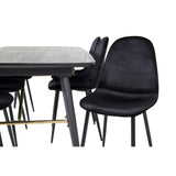 Gold, Polar Rektangulär matgrupp Svart, Svart, 180 x 85