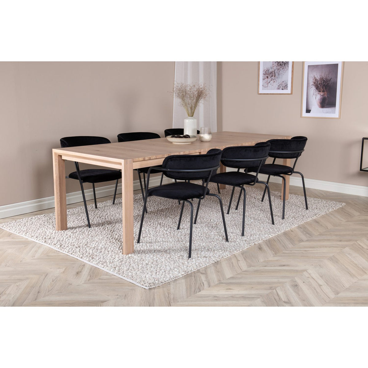 Slider, Arrow Rektangulär matgrupp Svart, Vitlaserad, 170 x 95