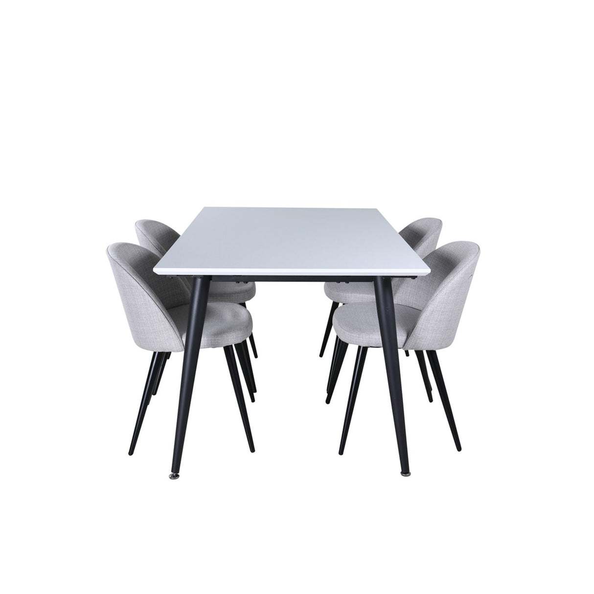Jimmy, Velvet Rektangulär matgrupp Svart,Ljusgrå, Svart, vit, 150 x 90
