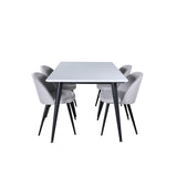 Jimmy, Velvet Rektangulär matgrupp Svart,Ljusgrå, Svart, vit, 150 x 90