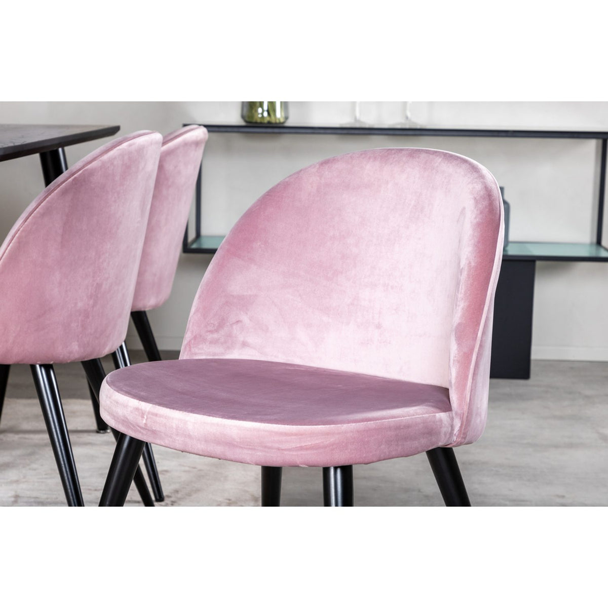 Dipp, Velvet Rektangulär matgrupp Svart,Dammrosa, Svart, 180 x 90