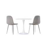 Hamden, Eva Rund matgrupp Silver, Vit, ⌀80