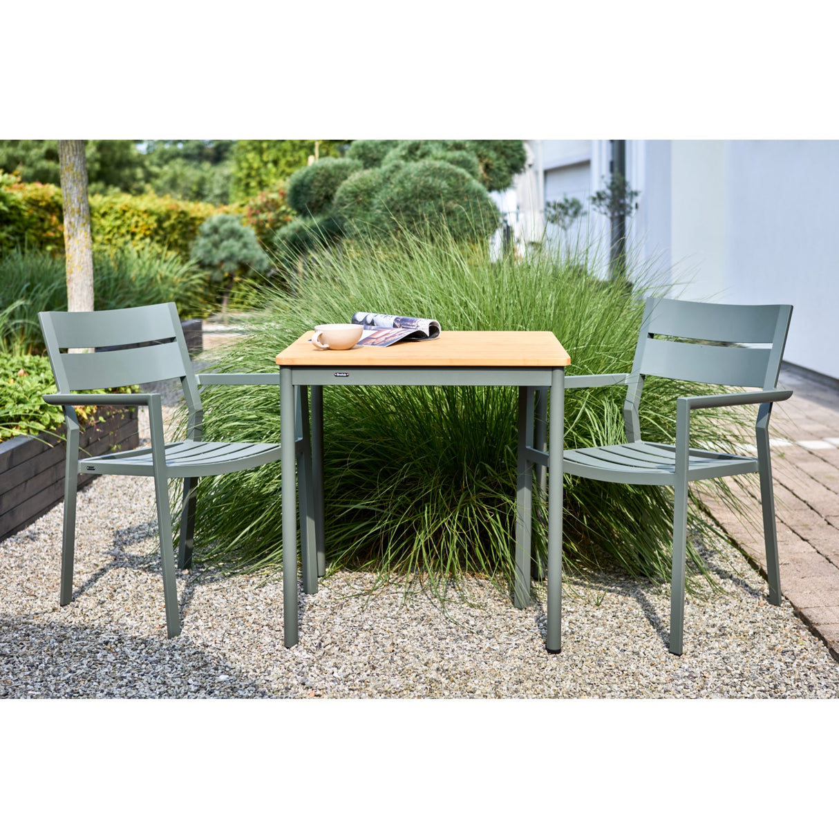 Nox Cafébord Nordic Green/Bambu, 69x69 cm