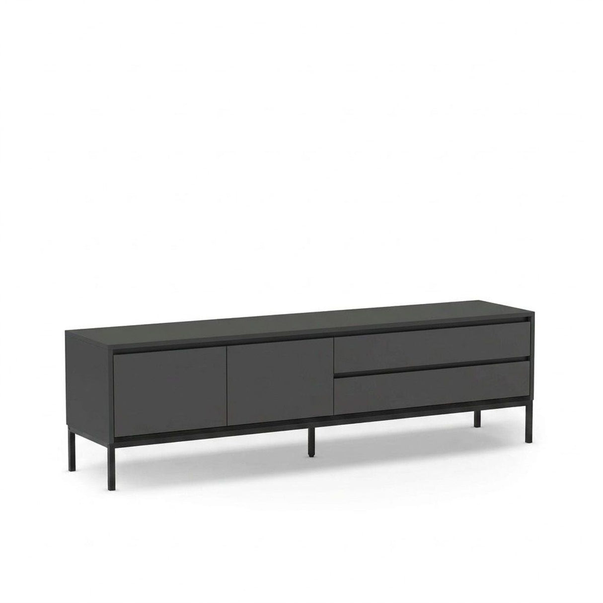 Lorenza (180 x 55 x 40 cm) TV-bänk Antracit trä svart svart