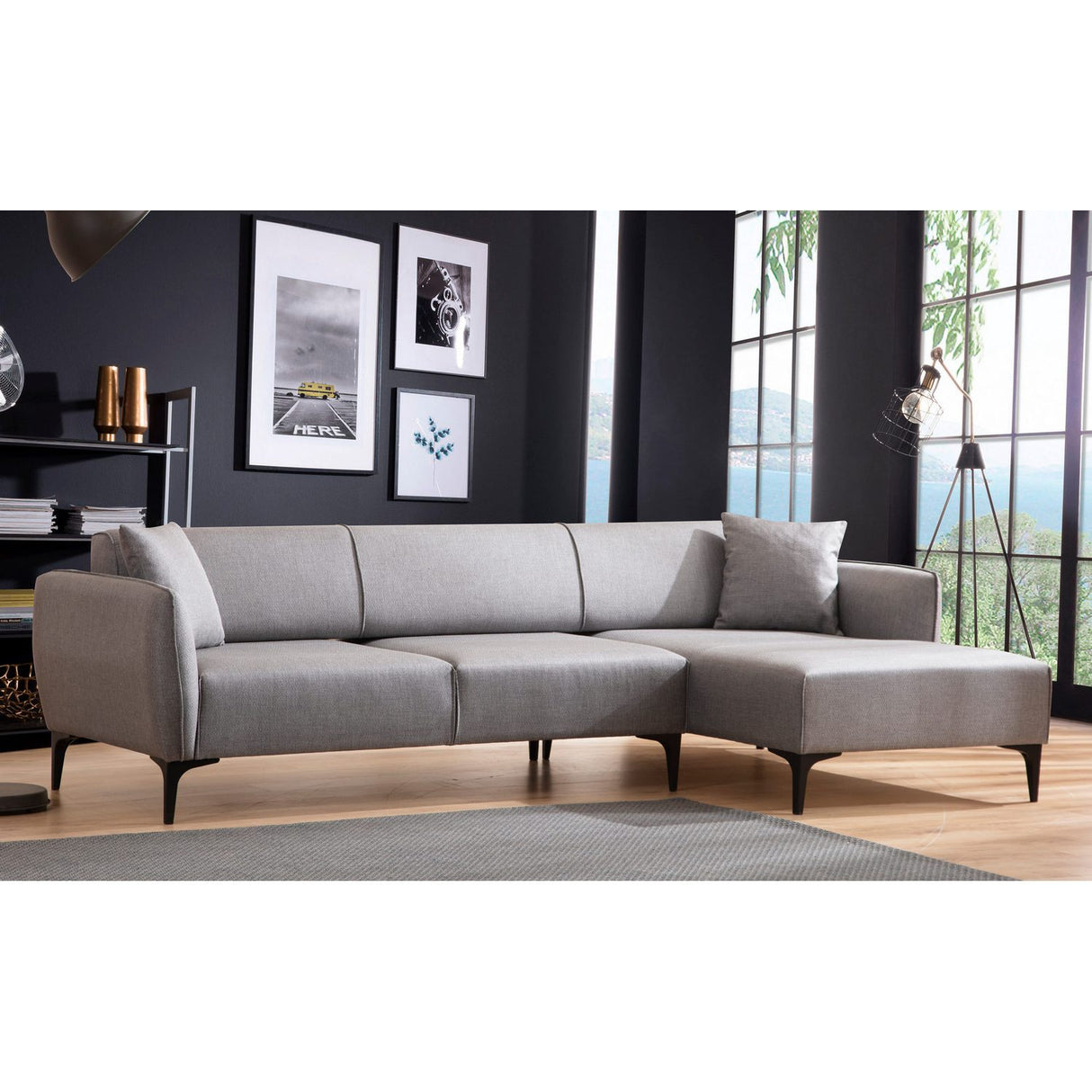 Gaborone (270-140 x 95 x 67 cm) Hörnsoffa Grå, Höger