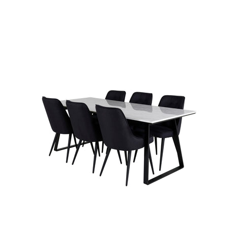Estelle, Velvet Deluxe Rektangulär matgrupp Svart