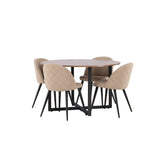 Durango, Velvet Rund matgrupp Beige, Svart, Svart, valnöt, ⌀120