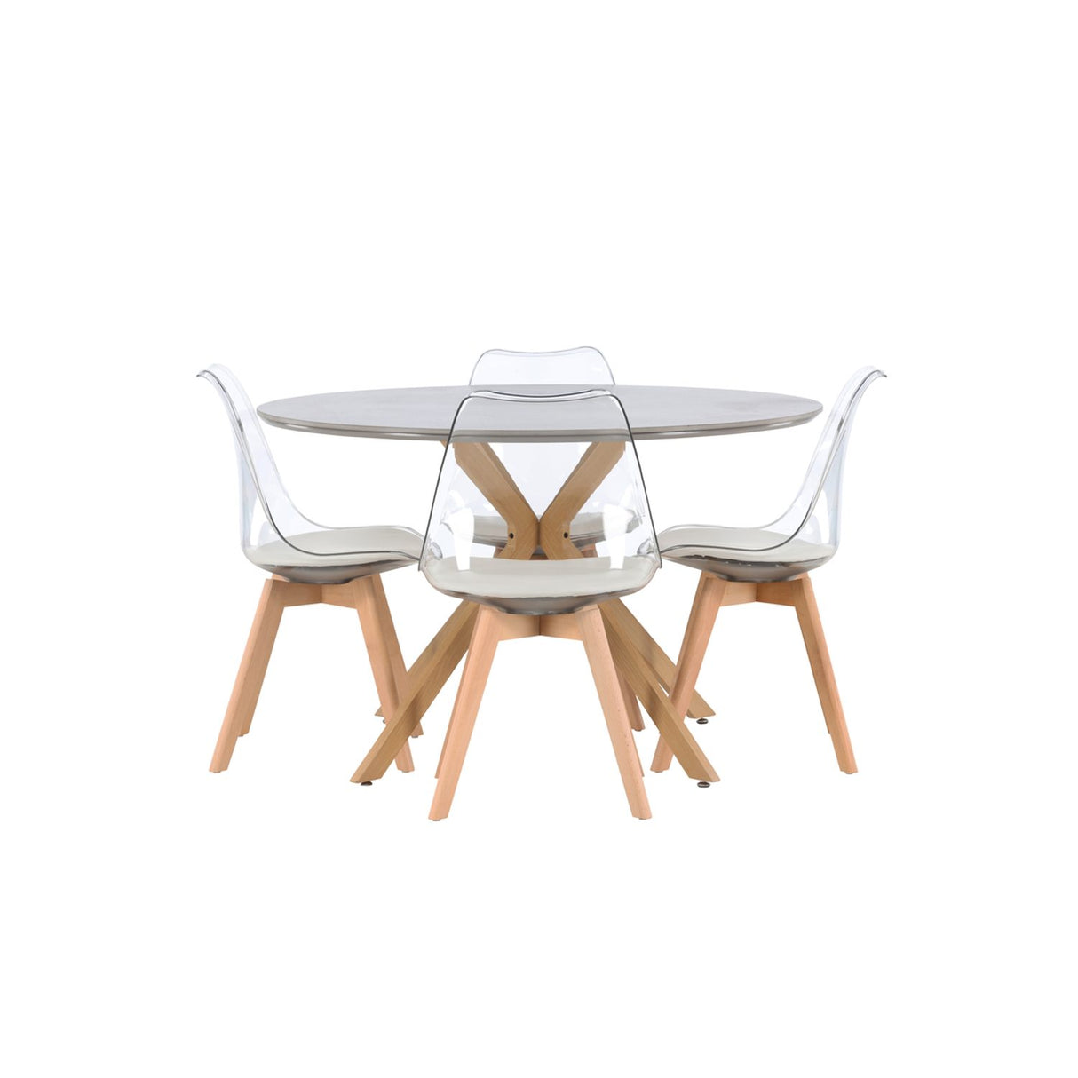 Piazza, Edvin Rund matgrupp Natur, Transparent, Vit, Grå, ⌀120