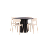 Olivia, Åstol Rund matgrupp Beige, Svart, 4st
