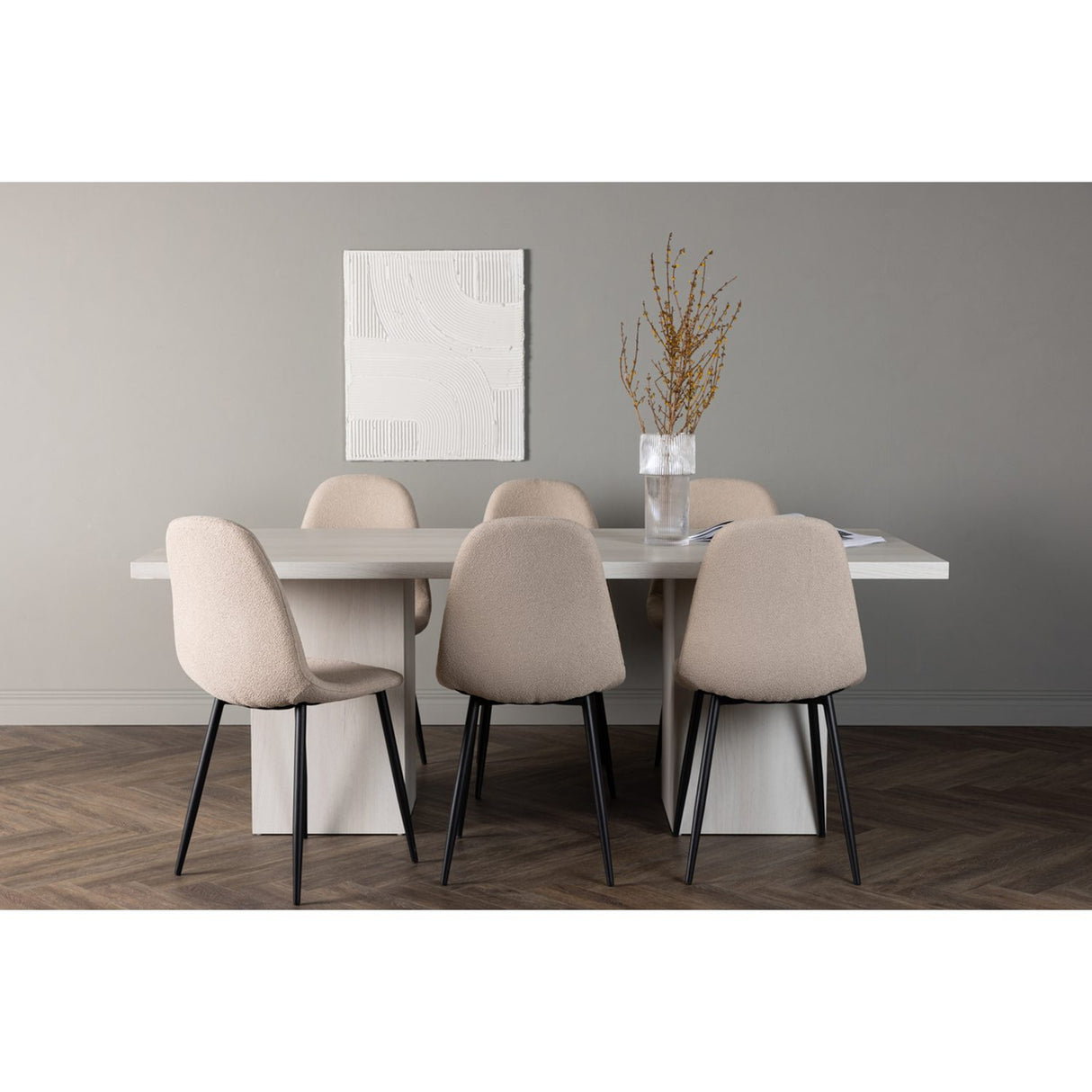 Olga, Polar Rektangulär matgrupp Beige,Svart, Vit, 200 x 90