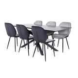 Piazza, Emma Rektangulär matgrupp Svart,Grå, Svart, 180 x 90