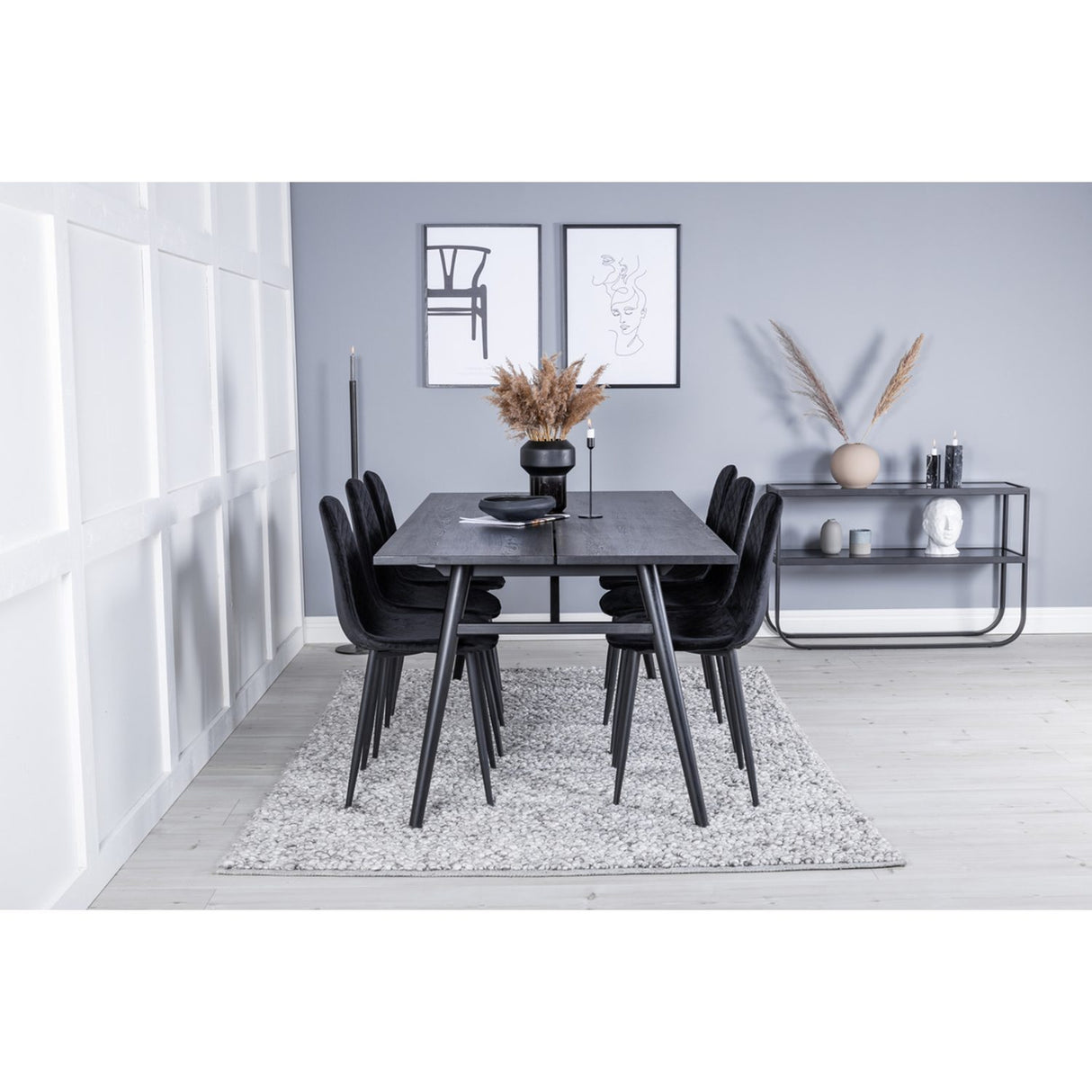 Sleek, Polar Rektangulär matgrupp Svart, Svart, 195 x 95