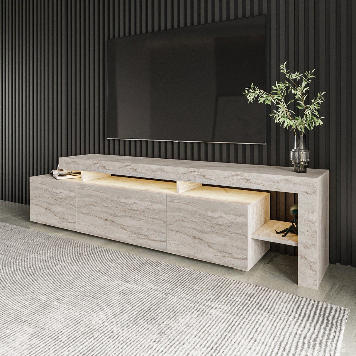 Helsingfors (192 x 53 x 37 cm) travertin TV-bänk