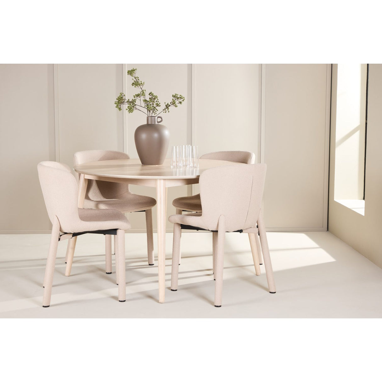 Flora, Astoria Runt matgrupp Beige, Vitlasyr, ⌀120