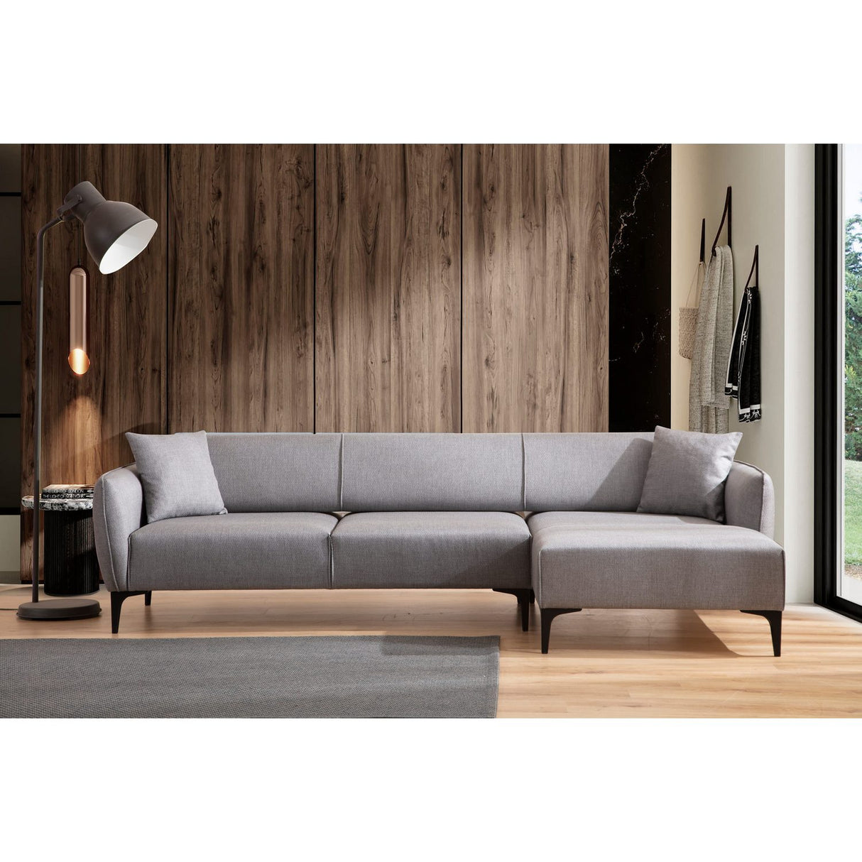 Gaborone (270-140 x 95 x 67 cm) Hörnsoffa Grå, Höger