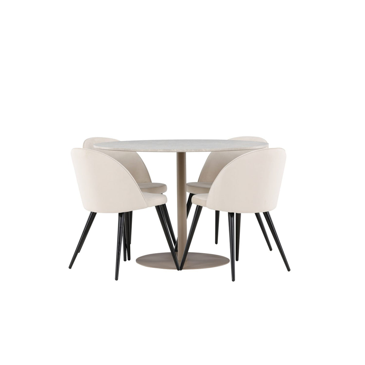 Lycke, Velvet Rund matgrupp Beige,Svart, Beige, ⌀110