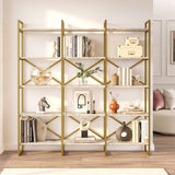 Vegio Wide (170 x 175 x 30 cm) Vit marmor guld Bokhylla