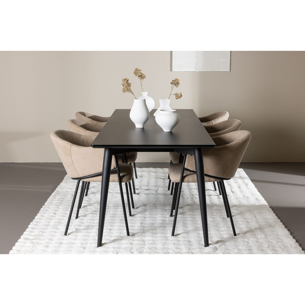 Ellis, Evelina Rektangulär matgrupp Beige,Svart, Svart, 230 x 85