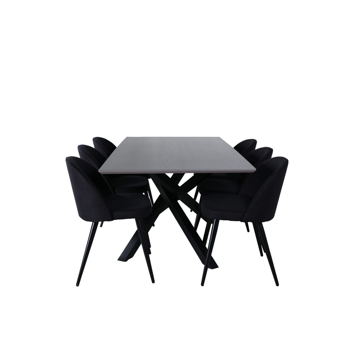 Piazza, Velvet Rektangulär matgrupp Svart, Svart, mörkgrå, 180 x 90