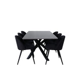 Piazza, Velvet Rektangulär matgrupp Svart, Svart, mörkgrå, 180 x 90