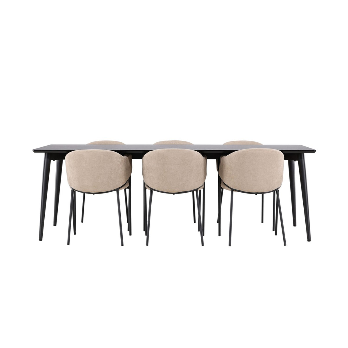 Ellis, Evelina Rektangulär matgrupp Beige,Svart, Svart, 230 x 85